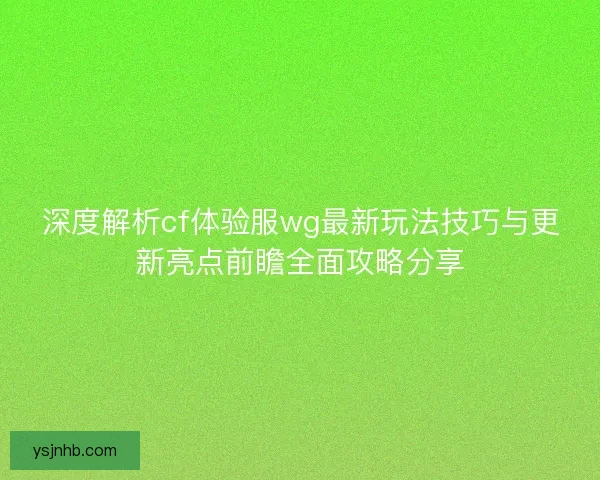 深度解析cf体验服wg最新玩法技巧与更新亮点前瞻全面攻略分享